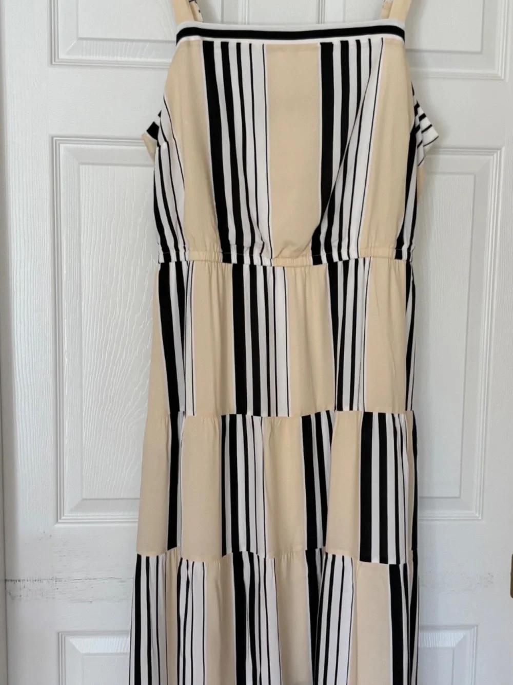 Lane Bryant Sz 18 Butter Yellow, Black and White Stripe Flowy Maxi Dress - Picture 2 of 16